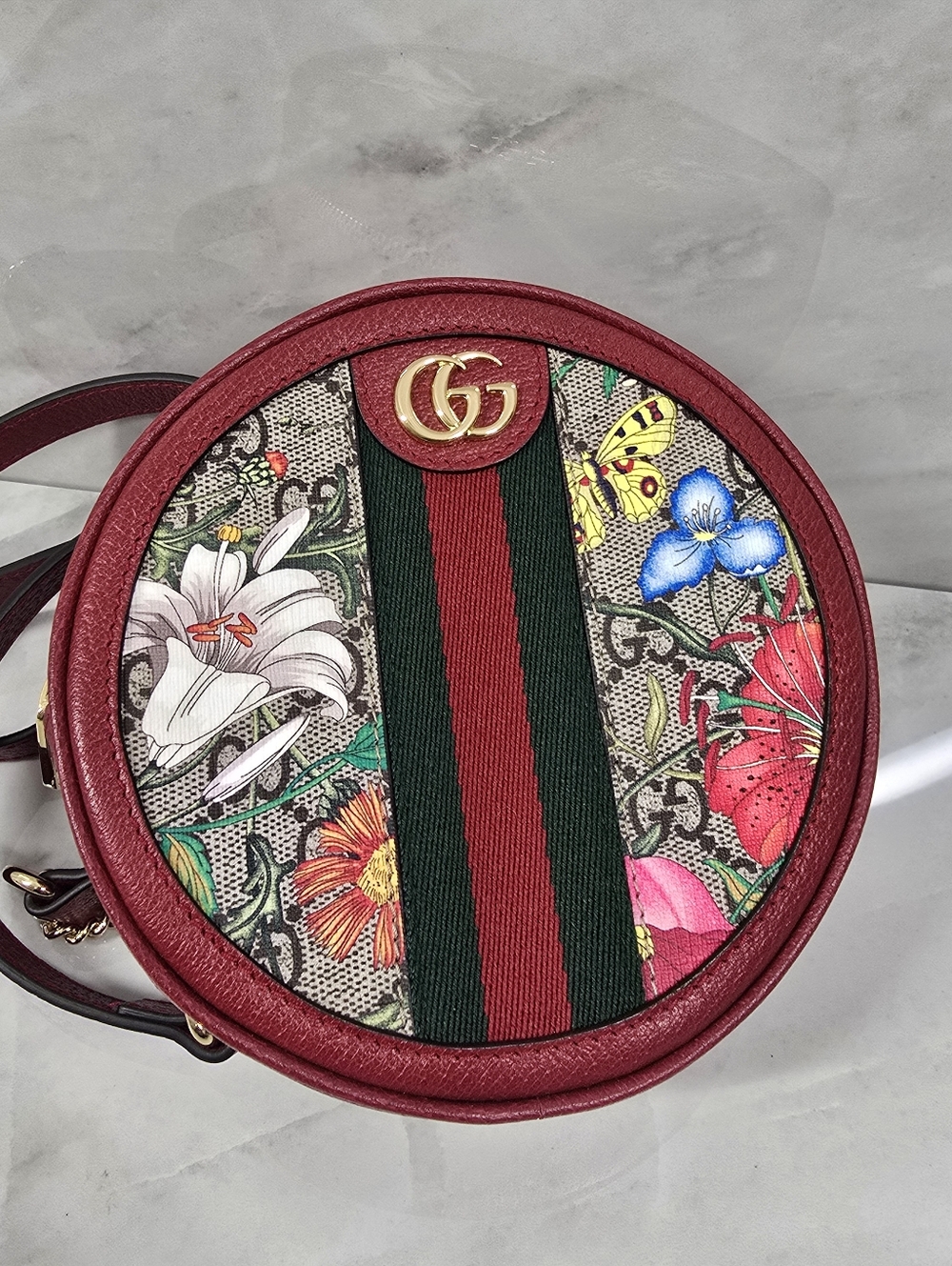Gucci Red Floral Round Crossbody Backpack - Picture 8 of 15